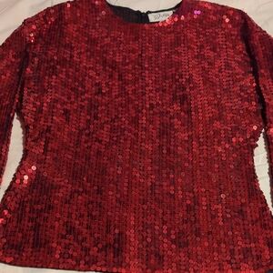 Elegant Red Sequin Blouse